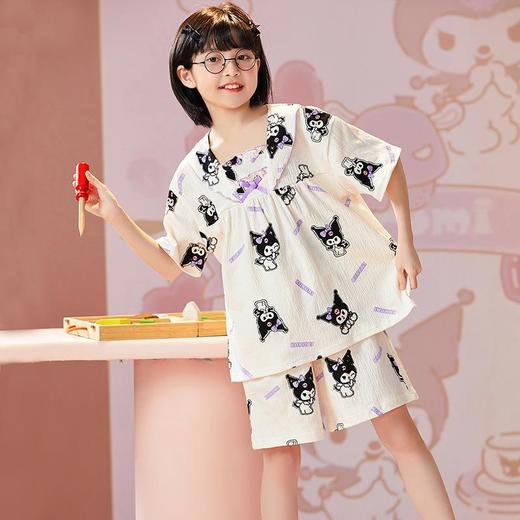 女童睡衣新款儿童夏季短袖薄款女孩卡通中大童夏天邹布家居服套装 商品图3