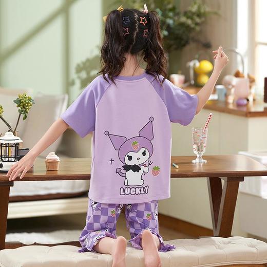 儿童睡衣夏季纯棉短袖薄款套装女童女孩卡通七分裤夏天洋气家居服 商品图3