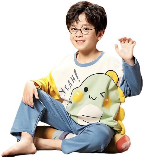 新款儿童睡衣男童春秋季纯棉薄款长袖男孩宝宝卡通大童家居服套装 商品图4