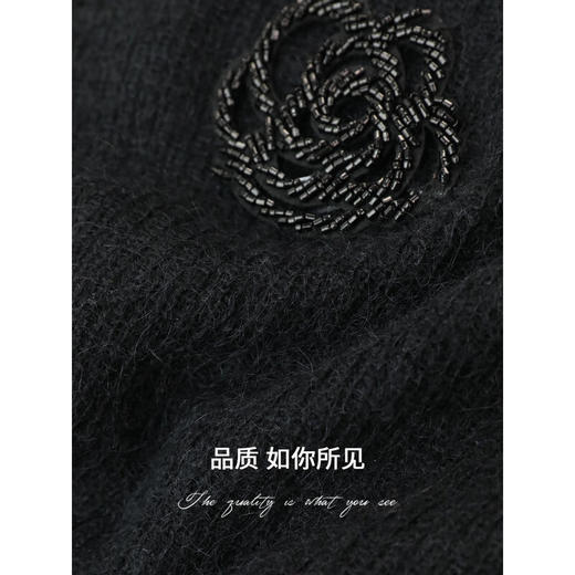 COCOBELLA钉珠山茶花半高领袖套毛衣可拆卸袖两穿针织衫MZ185 商品图4