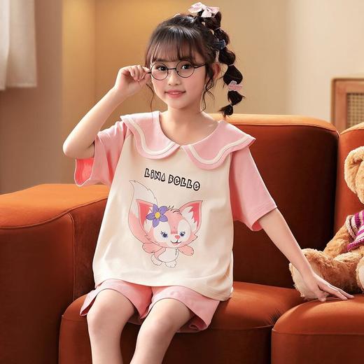 女童睡衣夏季新款短袖纯棉可爱女孩超萌公主娃娃领宝宝夏天家居服 商品图3