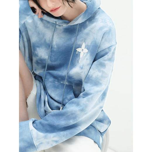 COCOBELLA手工扎染纯棉通勤连帽卫衣秋休闲舒适套头帽衫SE530 商品图0