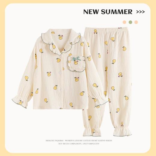 2023新款儿童睡衣女童春秋季纯棉纱布绸薄款套装长袖女孩大童夏款 商品图2