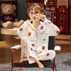 2023新款儿童睡衣女童春秋季纯棉纱布绸薄款套装长袖女孩大童夏款 商品缩略图0