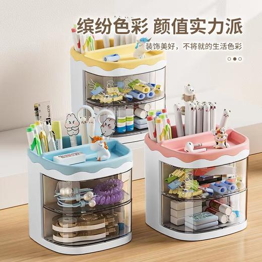 【开学季】创意卡通多格学生可爱抽屉笔筒 多功能带格收纳盒桌面文具盒 商品图0