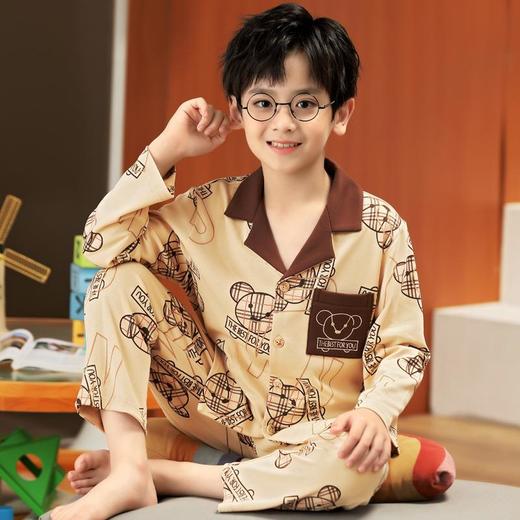 儿童男童睡衣春秋季薄款长袖纯棉秋款宝宝家居服中大童小男孩套装 商品图0