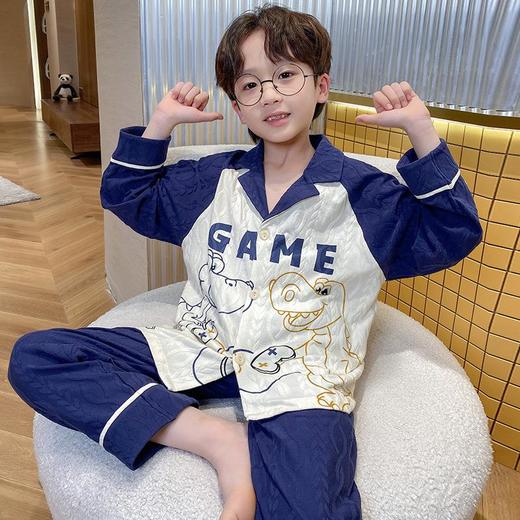 儿童睡衣春秋季男童纯棉长袖男孩宝宝中大童开衫可外穿家居服套装 商品图3