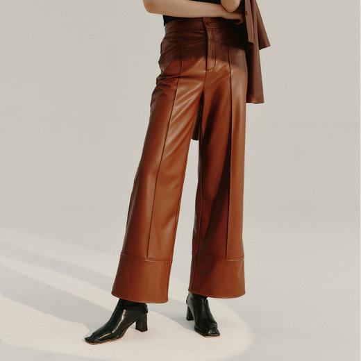 LIYIHAN 直筒分割阔腿皮裤 Y233K01616 商品图0