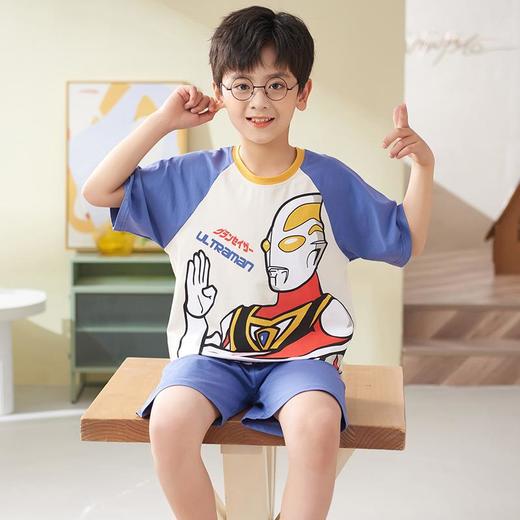儿童睡衣夏季莫代尔冰凉短袖短裤小男孩中大童薄款男童家居服套装 商品图1