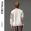 PINLI品立秋季新品拼接提花卫衣男士圆领民族风宽松上衣潮牌B233109012 商品缩略图2