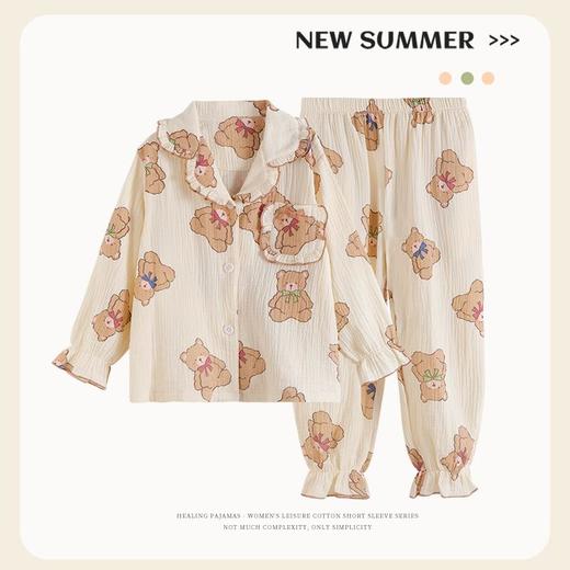 2023新款儿童睡衣女童春秋季纯棉纱布绸薄款套装长袖女孩大童夏款 商品图3