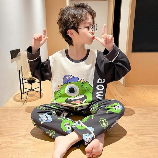 男童睡衣儿童春秋长袖薄款纯棉卡通套装12岁中大童男孩新款家居服 商品图2