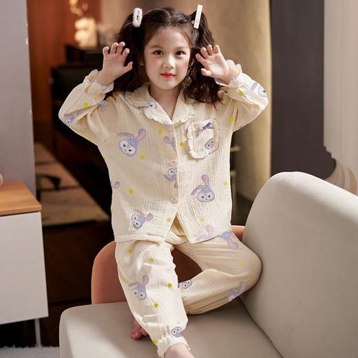 亲子睡衣女童春秋季长袖纯棉薄款卡通儿童棉纱女孩中大童母女套装 商品图2