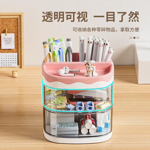 【开学季】创意卡通多格学生可爱抽屉笔筒 多功能带格收纳盒桌面文具盒 商品图3
