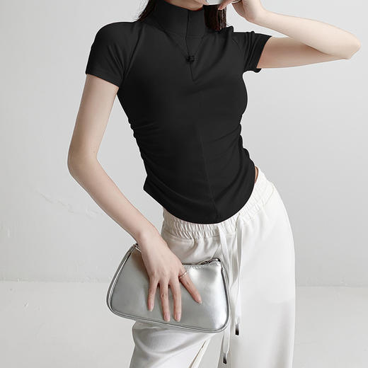 【多巴胺穿搭纯欲拉链短袖t恤】夏季新款修身外穿辣妹收腰半袖上衣大小胸都HEN适合，丰满的性感 休闲又清爽-可咸可甜~~ 商品图11