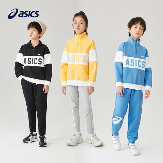 ASICS/亚瑟士童装秋季新款男童运动休闲个性插肩长袖卫衣T恤 商品图4