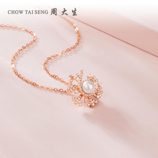周大生小雪花珍珠项链百搭质感颈链首饰吊坠生日礼物送女友 商品图1