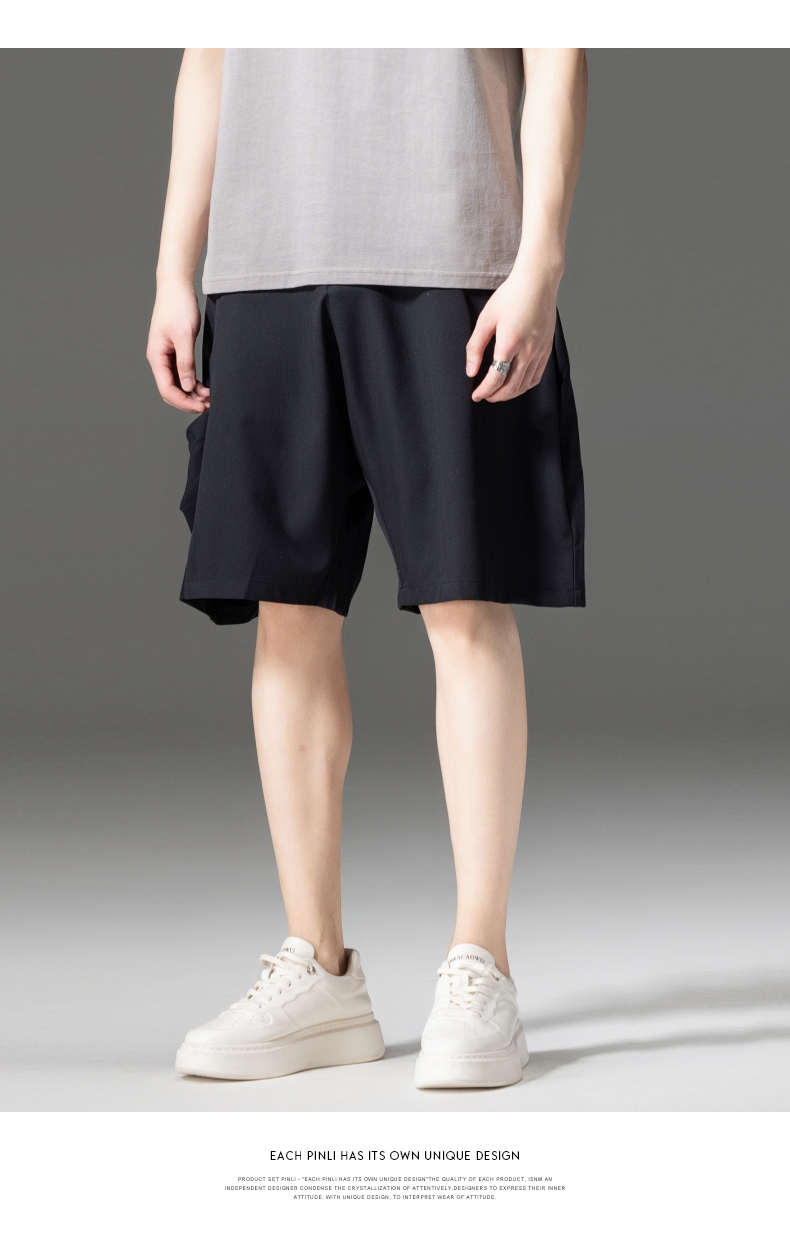 pinli品立裁魂夏季新款男装黑色五分裤子抗皱宽松吊裆休闲潮短裤bc2