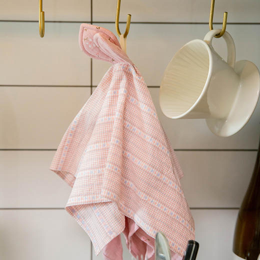 条纹兔耳朵手帕挂式擦手巾可爱全棉擦手布 商品图0