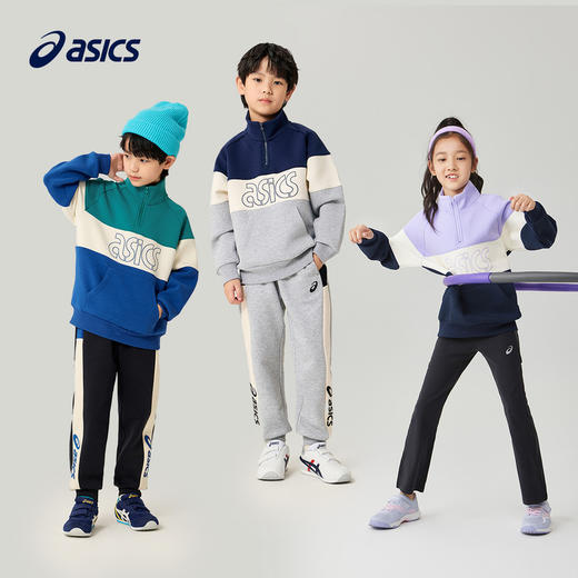 ASICS/亚瑟士童装23年秋季新款男童运动休闲个性插肩长袖卫衣T恤 商品图4