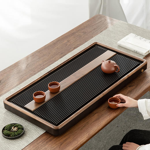初心茶盘电胶木家用茶盘 胡桃木电木整块电胶木高档茶盘简约办公干泡茶盘 商品图5