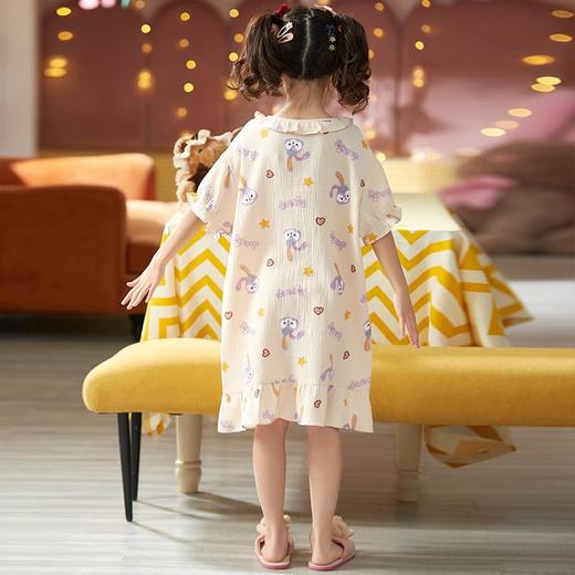 儿童睡衣夏季新款纯棉短袖女童睡裙中大童棉纱布女孩亲子装连衣裙 商品图3