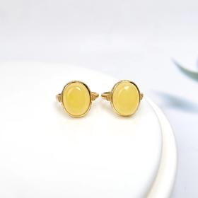 蜜蜡戒指-简约款蛋面