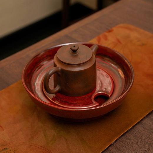 【小盟壶承】【红柚子】陶瓷干泡台 直径19cm 高5.4cm 商品图2