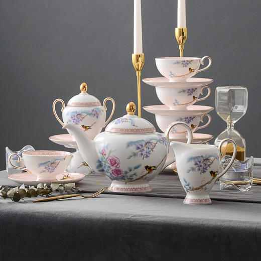 7F HUAGUANG华光国瓷  富贵牡丹粉金 茶咖具 15头 商品图0