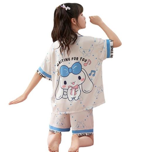 新款儿童睡衣夏季冰丝薄款卡通中大童女孩夏天丝绸女童家居服套装 商品图4