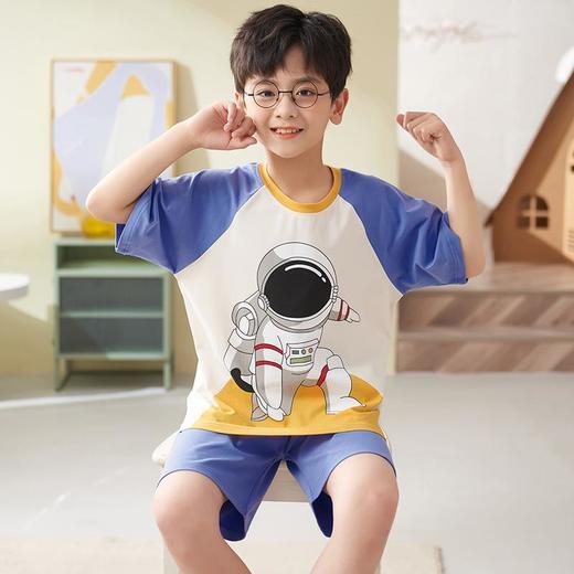 儿童睡衣夏季莫代尔冰凉短袖短裤小男孩中大童薄款男童家居服套装 商品图2