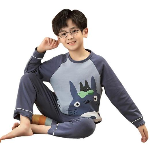 儿童睡衣男童春秋季长袖纯棉中大童小男孩夏季薄款12岁家居服套装 商品图4