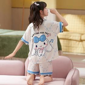 新款儿童睡衣夏季冰丝薄款卡通中大童女孩夏天丝绸女童家居服套装