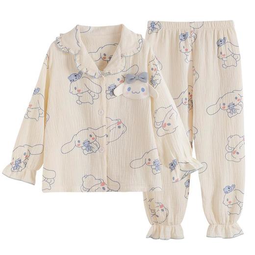 儿童睡衣女童纯棉薄款夏季长袖纱布棉春秋小女孩洋气卡通宝宝套装 商品图4