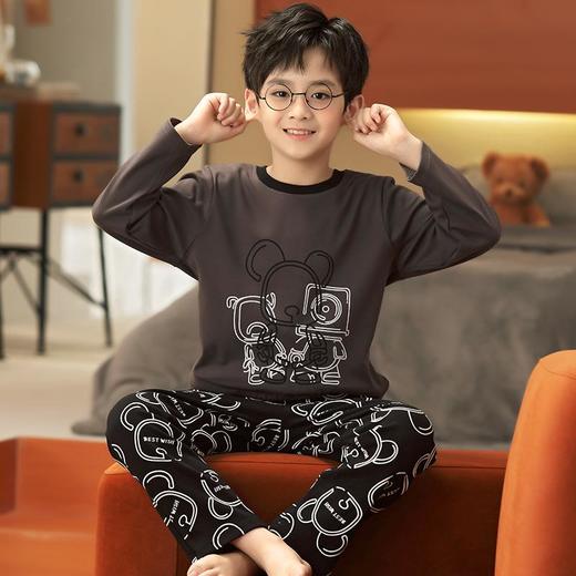 儿童睡衣男童春秋纯棉薄款中大童秋季长袖长裤小孩家居服套装男孩 商品图2