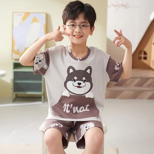 莫代尔儿童睡衣夏季薄款男童家居服套装大童夏天小男孩短袖空调服 商品图3