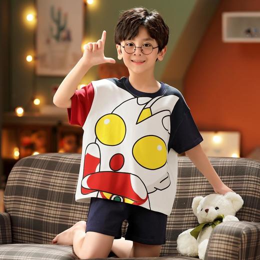 儿童睡衣男童夏季纯棉短袖卡通中大童男孩宝宝家居服夏天薄款套装 商品图1