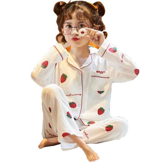 2023新款儿童睡衣女童春秋季纯棉纱布绸薄款套装长袖女孩大童夏款 商品图4