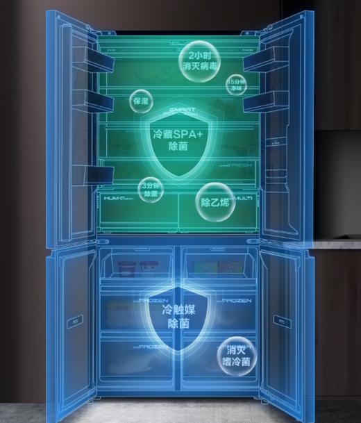 海信璀璨冰箱503L十字对开真空璀璨超薄嵌入零嵌全嵌全空间离子除菌净味AI智能管理BCD-503WTDGVBPIVC2 商品图3