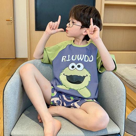 儿童睡衣男童夏季纯棉短袖卡通中大童男孩宝宝家居服夏天薄款套装 商品图0