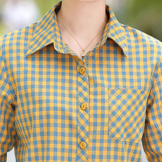 中老年女装衬衫，长袖棉格子上衣薄TYWF-A055BOL191 商品图1
