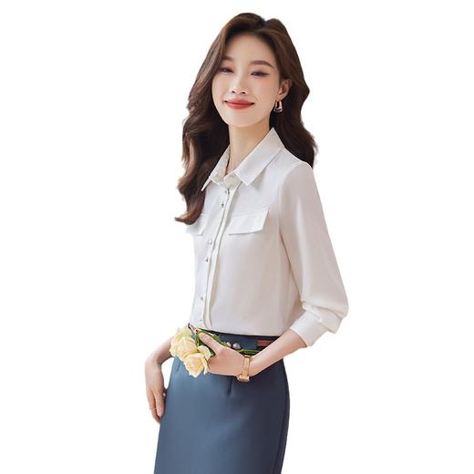 气质显高2023秋季新款时尚简约衬衫纯色缎面质感上衣百搭优雅衬衣XZ-YZH6606 商品图4