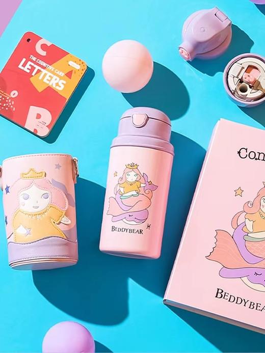 杯具熊十二星座儿童保温杯大容量女316不锈钢吸管大肚杯背带水壶580ml 商品图7