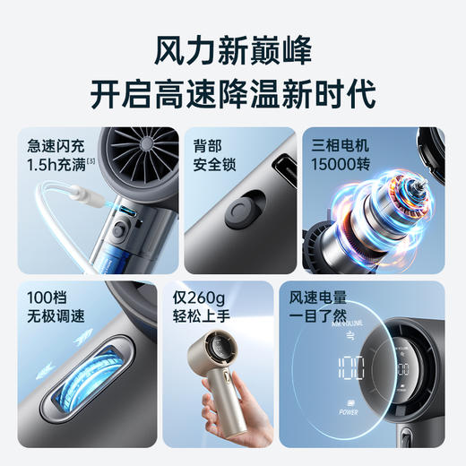 几素超高速小风炮强力制冷手持小风扇无叶涡轮迷你便携式USB充电桌面电风扇静音大风力降温神器随身电扇小型FA53pro1 商品图5