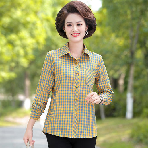 中老年女装衬衫，长袖棉格子上衣薄TYWF-A055BOL191 商品图5