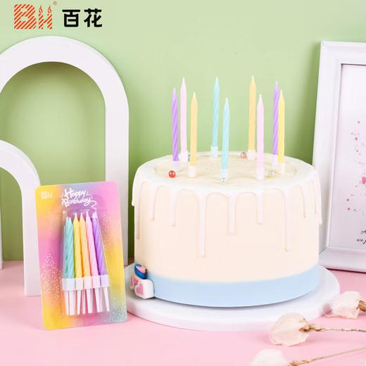 小精灵短螺纹蜡烛 带底座蜡烛 粉/绿/蓝/橙色可选 10支装/板 50板/盒可选 商品图3