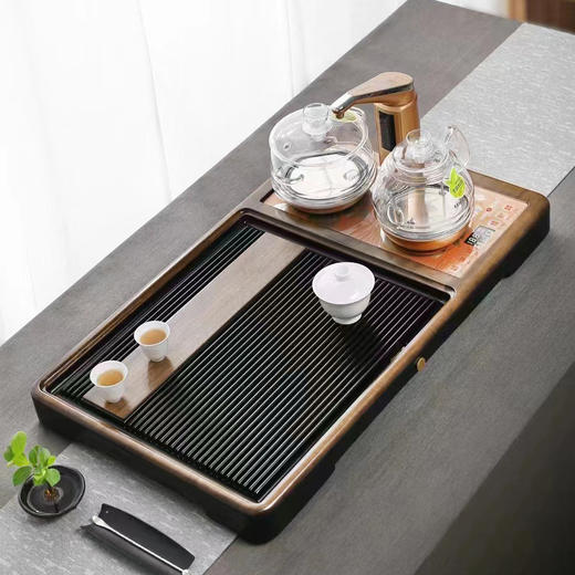 初心茶盘 框架款 核桃实木茶盘镶嵌电木茶台家用简约茶具轻奢 商品图0