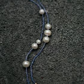 蓝彩锆石珍珠长链