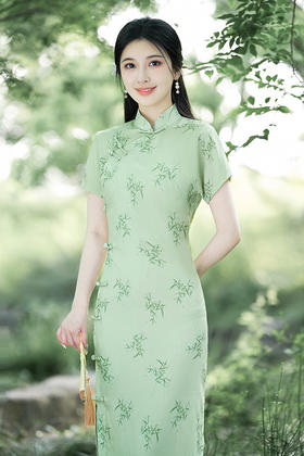 旗袍新款2023夏季新中式国风素雅改良年轻款全开襟旗袍GSJ-3353