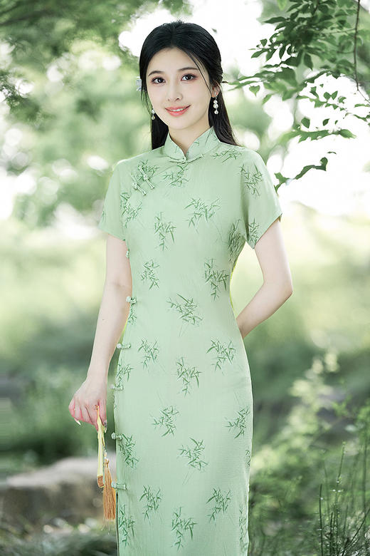 旗袍新款2023夏季新中式国风素雅改良年轻款全开襟旗袍GSJ-3353 商品图0